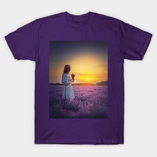 young woman in lavender field T-Shirt